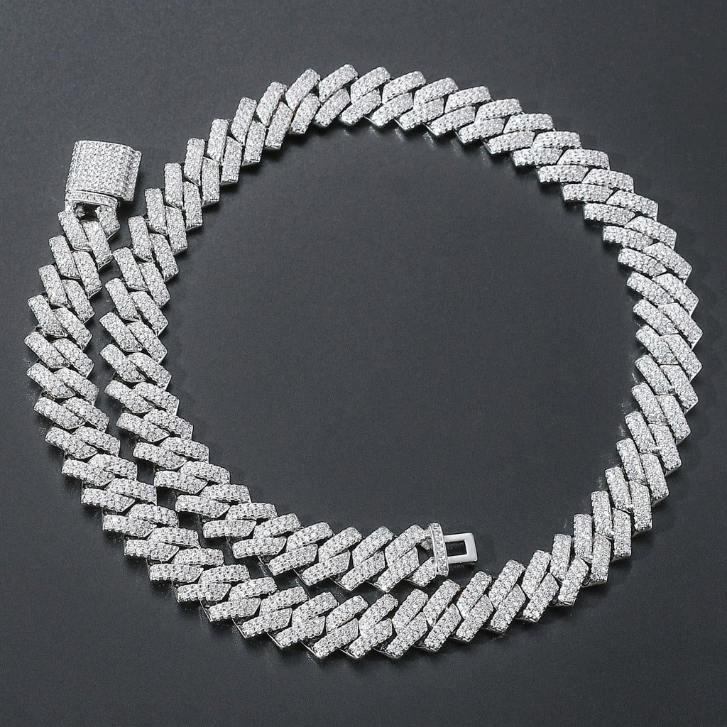 14mm VVS Moissanite Prong Chain